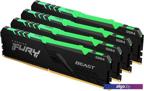 

Оперативная память Kingston FURY Beast RGB 4x8GB DDR4 PC4-28800 KF436C17BBAK4/32, Черный