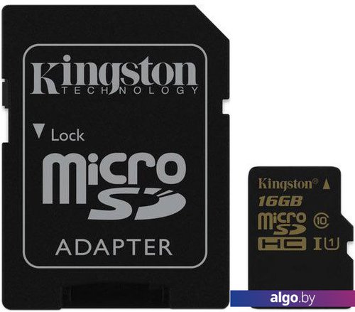 

Карта памяти Kingston microSDHC UHS-I (Class 10) 16GB + SD адаптер (SDCA10/16GB)