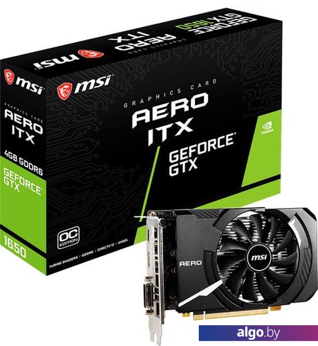 Видеокарта MSI GeForce GTX 1650 D6 AERO ITX OCV1 4GB GDDR6 Видеокарта MSI GeForce GTX 1650 D6 AERO ITX OCV1 4GB GDDR6