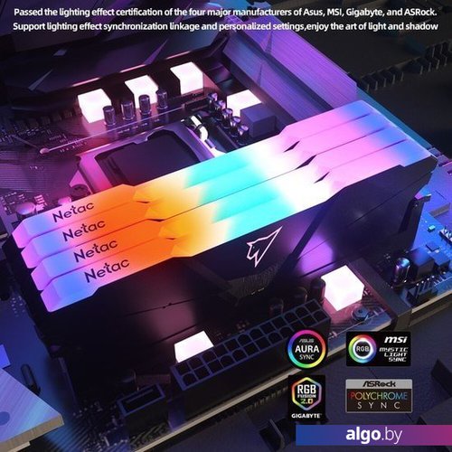 Оперативная память Netac Shadow RGB 2x8GB DDR4 PC4-25600 NTSRD4P32DP-16E Оперативная память Netac Shadow RGB 2x8GB DDR4 PC4-25600 NTSRD4P32DP-16E