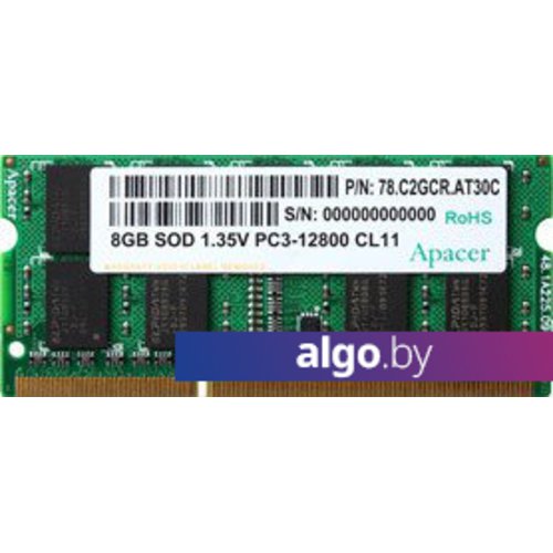 

Оперативная память Apacer 4GB DDR3 SO-DIMM PC3-12800 (AS04GFA60CATBGC)