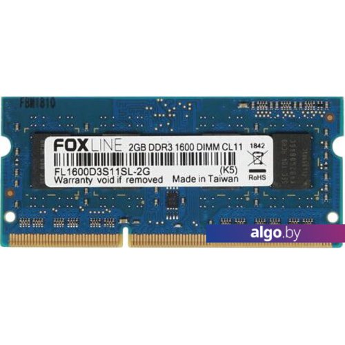 

Оперативная память Foxline 8GB DDR3 SODIMM PC3-12800 FL1600D3S11L-8G