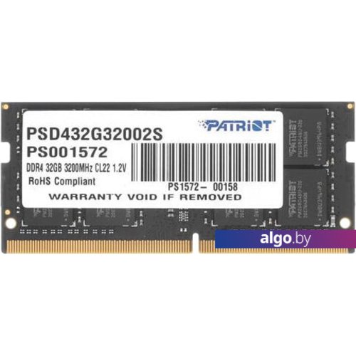 

Оперативная память Patriot Signature Line 32GB DDR4 SODIMM PSD432G32002S