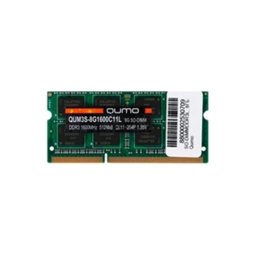 

Оперативная память QUMO 8GB DDR3 SODIMM PC3-12800 QUM3S-8G1600C11L