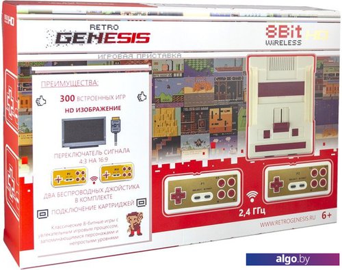 

Игровая приставка Retro Genesis 8 Bit Wireless HD (2 геймпада, 300 игр)