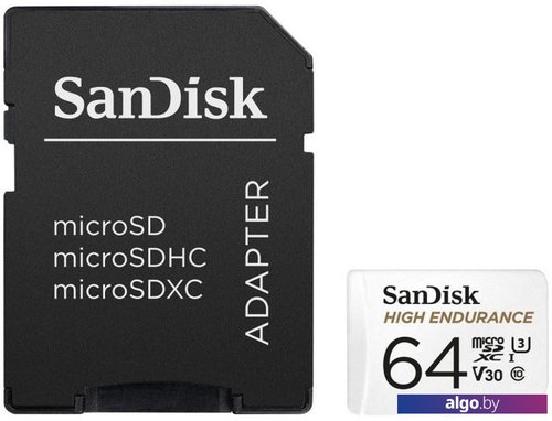 

Карта памяти SanDisk High Endurance microSDXC SDSQQNR-064G-GN6IA 64GB (с адаптером)