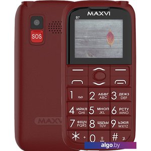 Кнопочный телефон Maxvi B7 (винный красный)