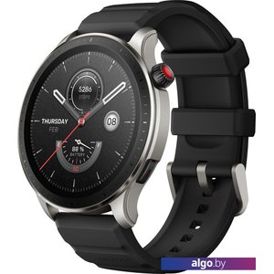 Умные часы Amazfit GTR 4 (серебристый, с черным ремешком из фторэластомера)