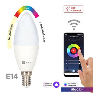 Светодиодная лампочка EKF Connect 5W WIFI RGBW E14