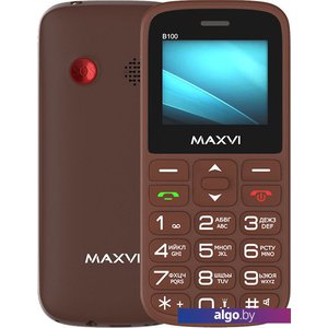 Кнопочный телефон Maxvi B100 (коричневый)