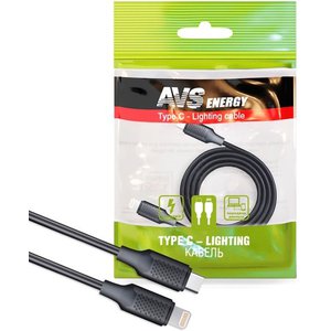 Кабель AVS TC-LI01 USB Type C - Lighting (1 м, черный)