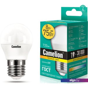 Светодиодная лампочка Camelion LED8-G45/830/E27 12392