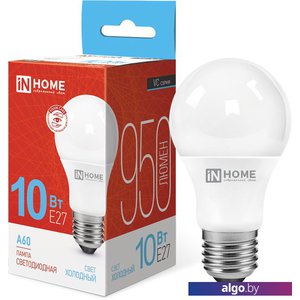 Светодиодная лампочка In Home LED-A60-VC 10Вт 230В Е27 6500К 950Лм 4690612020228