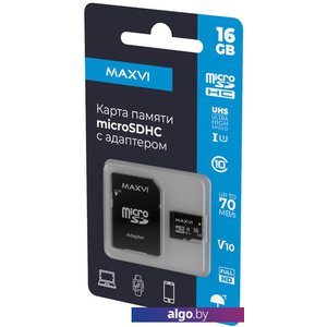 Карта памяти Maxvi microSDHC 16GB Class 10 UHS-I (1) MSD16GBC10V10