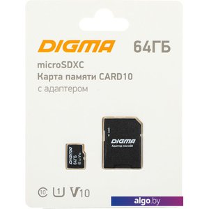 Карта памяти Digma MicroSDXC Class 10 Card10 DGFCA064A01