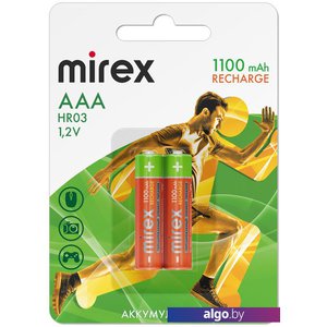 Аккумулятор Mirex AAA 1100mAh 2 шт HR03-11-E2