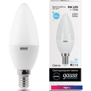 Светодиодная лампочка Gauss LED Elementary Candle 8W E14 6500K 33138 (10 шт)