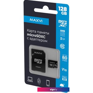 Карта памяти Maxvi microSDHC 128GB Class 10 UHS-I (1) MSD128GBC10V10