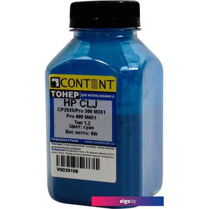 Тонер Content для HP CLJ CP2025/Pro 300 M351/Pro 400 M451 Тип 1.2 (циан) 80 г