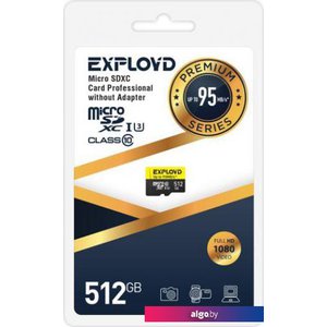 Карта памяти Exployd Premium Series microSDXC 512GB EX512GCSDXC10UHS-1-ELU3 (с адаптером)