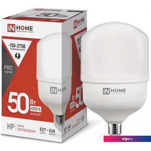 Светодиодная лампочка In Home LED-HP-PRO 50Вт Е27/Е40 4000 К 4750 Лм (с адаптером)