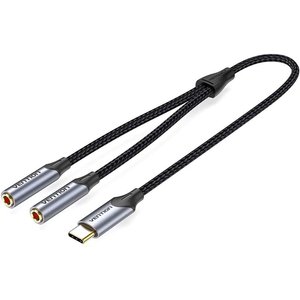 Кабель Vention BGNHY USB Type-C - 2x 3.5 Jack (0.3 м, черный)