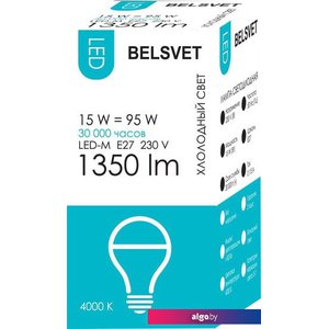 Светодиодная лампа Belsvet LED-M A65 E27 15 Вт 4000 К