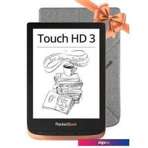 Электронная книга PocketBook 632 Touch HD 3 (медный) + Обложка Origami 6" Light grey