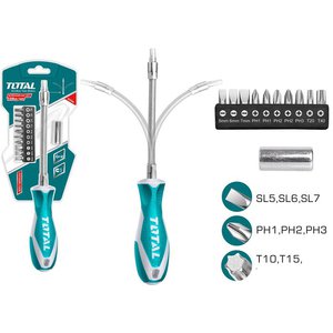 Набор отвертка с битами Total THT250FL1206 (12 предметов)