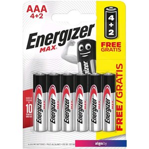 Батарейка Energizer Max LR03 AAA BL4+2 6 шт. E300157304P