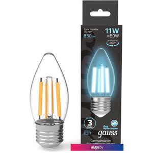 Светодиодная лампочка Gauss Filament Свеча 7W 580lm 4100К Е27 LED 1/10/50 103802207