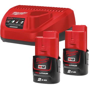 Аккумулятор с зарядным устройством Milwaukee M12 M12NRG-202 4933459209 (2 x 12В/2 Ач + 12В)