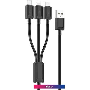 Кабель Hoco X74 USB Type-A - microUSB/USB Type-C/Lightning (1 м, черный)