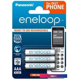 Аккумулятор Panasonic Eneloop AAA 750mAh 3 шт BK-4MCCE/3DE