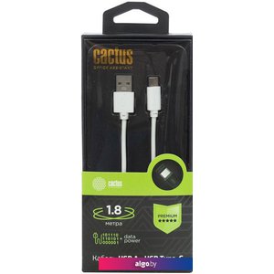 Кабель CACTUS USB Type-A - USB Type-C CS-USB.A.USB.C-1.8 (1.8 м, белый)