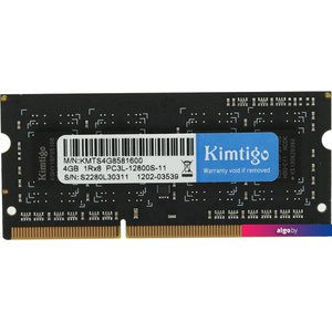 Оперативная память Kimtigo 4ГБ DDR3 SODIMM 1600 МГц KMTS4G8581600