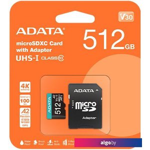 Карта памяти ADATA Premier AUSDX512GUICL10A1-RA1 microSDXC 512GB (с адаптером)