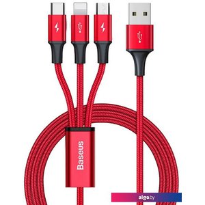 Кабель Baseus Rapid Series USB Type-A - Lightning/USB Type-C/microUSB CAJS000009 (1.2 м, красный)