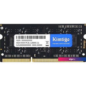 Оперативная память Kimtigo 4ГБ DDR3 SODIMM 1600 МГц KT4GS3ED8