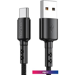 Кабель Vipfan X02 USB Type-A - USB-Type-C (1.8 м, черный)