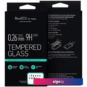Защитное стекло BoraSCO Full Cover + Full Glue для iPhone XS Max (черное)