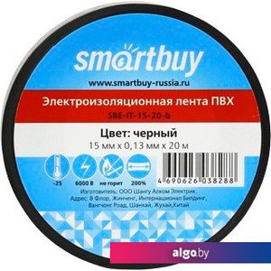 Изолента SmartBuy SBE-IT-15-20-b 20м (черный)