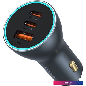 Автомобильное зарядное Baseus Golden Contactor Pro GaN Fast Charging Car Charger U+2C 65W C00035202841-00 (серый)