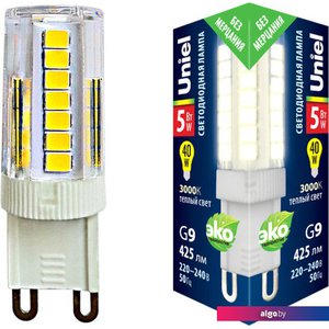 Светодиодная лампочка Uniel LED-JCD-5W/3000K/G9/CL GLZ09TR UL-00006748