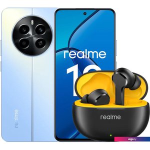 Смартфон Realme 12 RMX3871 8GB/256GB международная версия (голубой рассвет) и наушники Realme Buds T110 (черный)