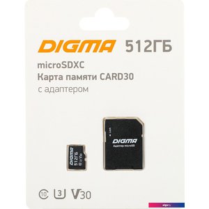 Карта памяти Digma MicroSDXC Class 10 Card30 DGFCA512A03