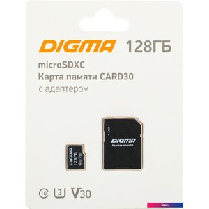 Карта памяти Digma MicroSDXC Class 10 Card30 DGFCA128A03