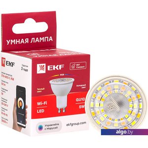 Светодиодная лампочка EKF GU10 Connect 5W WIFI RGBW