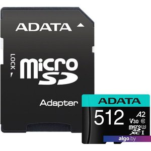 Карта памяти A-Data Premier Pro AUSDX512GUI3V30SA2-RA1 microSDXC 512GB (с адаптером)