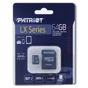 Карта памяти Patriot microSDXC LX Series (Class 10) 64GB